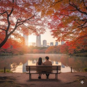 新宿御苑の紅葉2025：静寂と穴場ベンチ独占の秘訣/画像