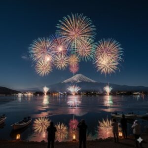 河口湖冬花火2026期間と絶景富士山穴場!旅館アクセス・混雑回避と防寒術/画像