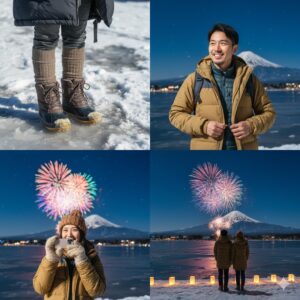 河口湖冬花火2026期間と絶景富士山穴場!旅館アクセス・混雑回避と防寒術/画像