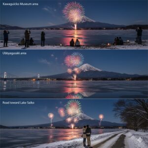 河口湖冬花火2026期間と絶景富士山穴場!旅館アクセス・混雑回避と防寒術/画像