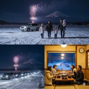 河口湖冬花火2026期間と絶景富士山穴場!旅館アクセス・混雑回避と防寒術/画像