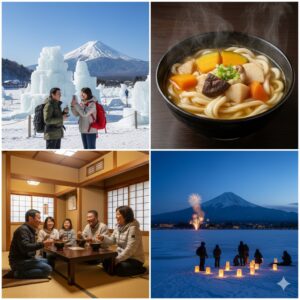 河口湖冬花火2026期間と絶景富士山穴場!旅館アクセス・混雑回避と防寒術/画像