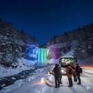 奥入瀬渓流(青森)の氷瀑2026時期予測と冬のツアー・アクセス情報/画像